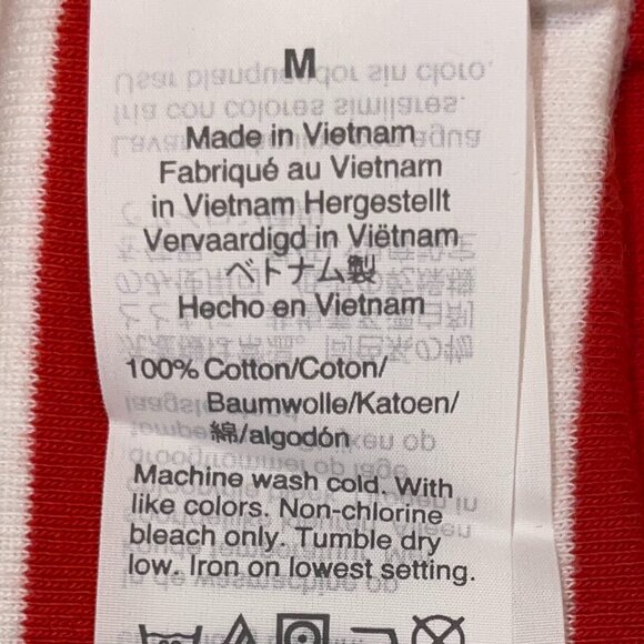 J.CREW Women's Oska Stripe White and Red with 3 Gold Button-shoulder Tee Size M - Picture 5 of 11